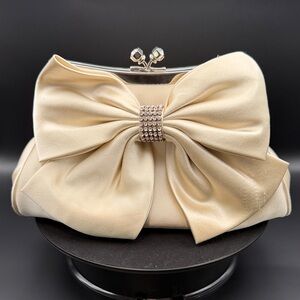 Pour La Victoire Convertible Kisslock Clutch Crossbody w/ Bow & Crystal Accents